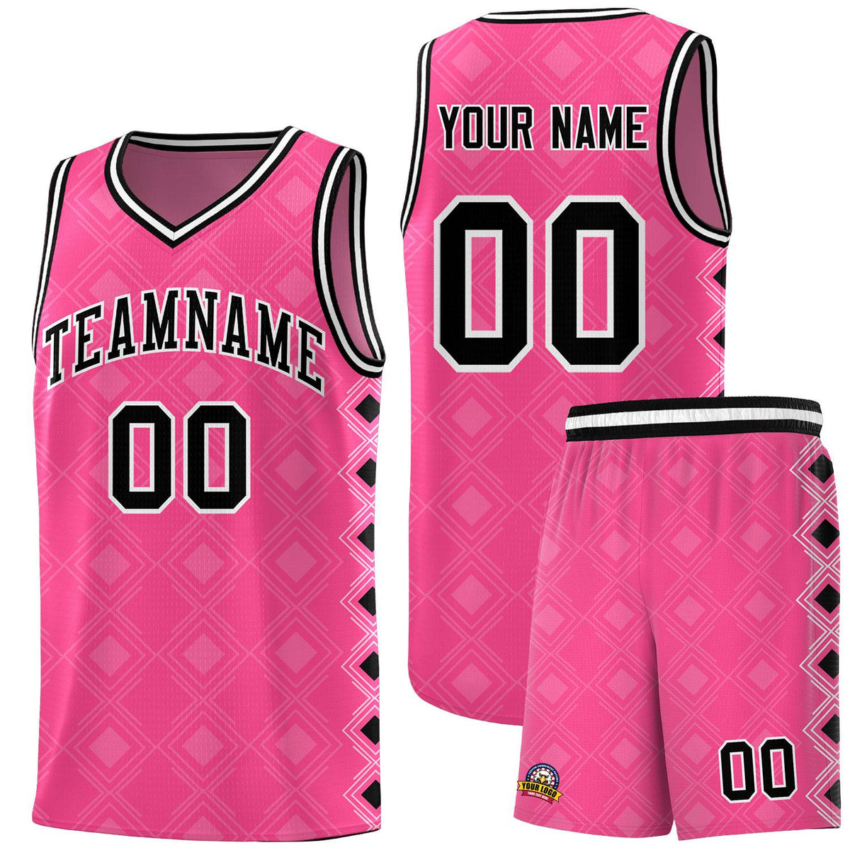 Custom Pink Side Blocks Sports Uniform Basketball Jersey|KXKSHOP