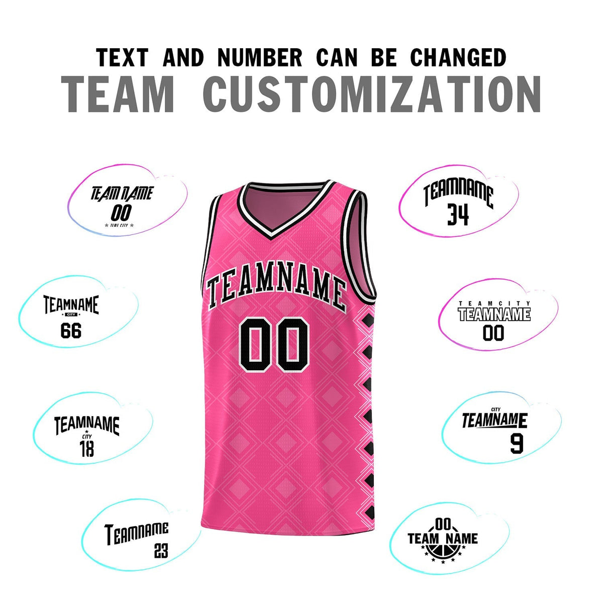 Custom Pink Side Blocks Sports Uniform Basketball Jersey|KXKSHOP