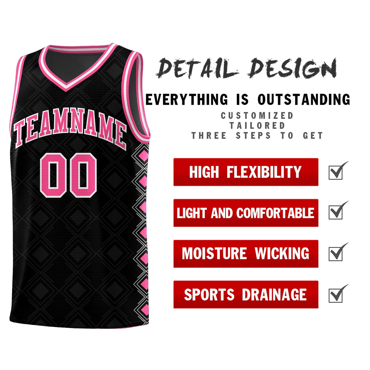 Custom Black Side Blocks Sports Uniform Basketball Jersey|KXKSHOP