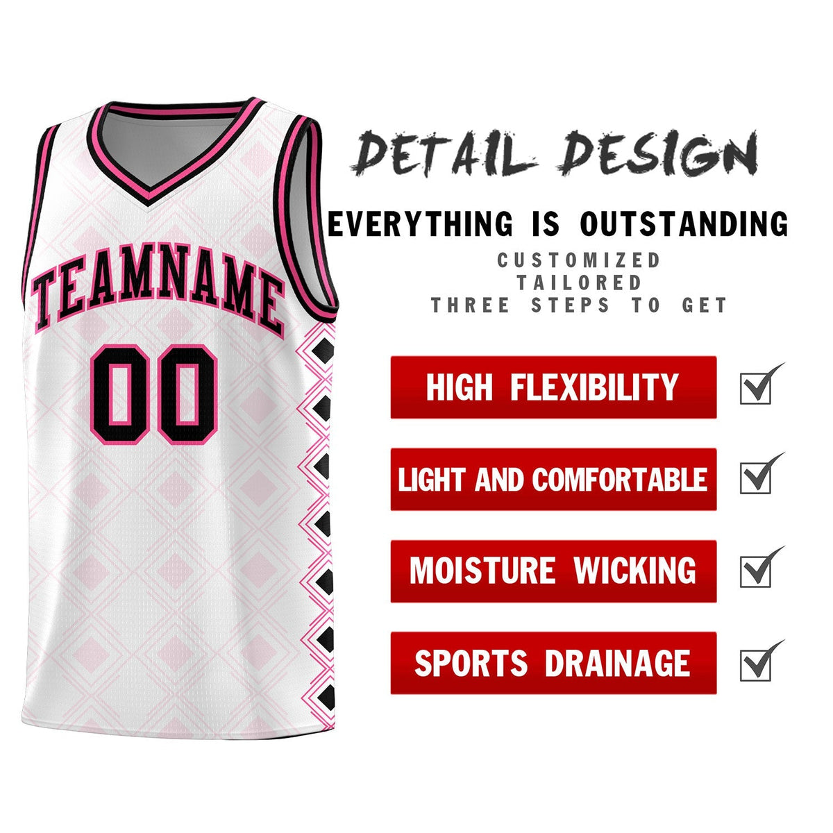 Custom White Side Blocks Sports Uniform Basketball Jersey|KXKSHOP