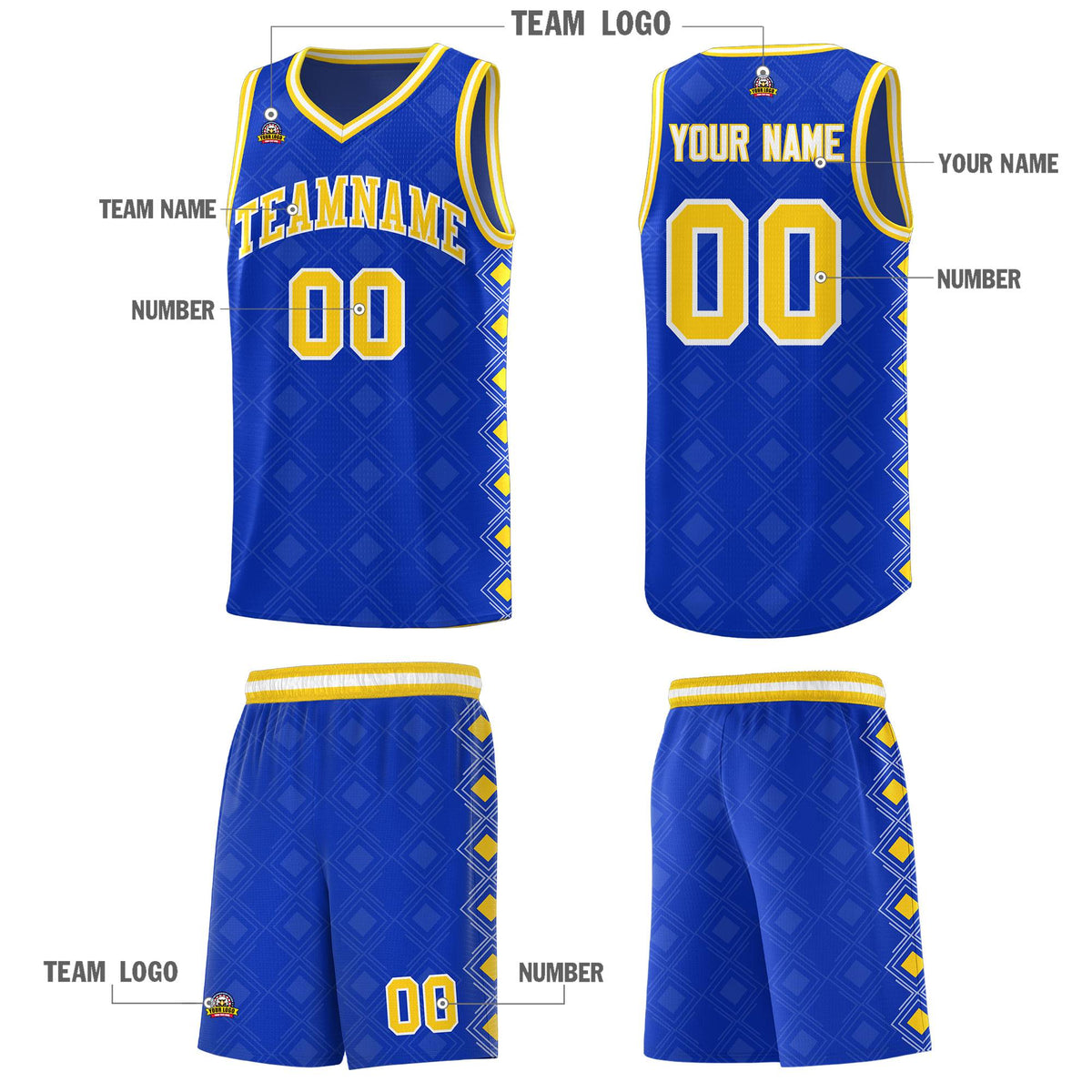 Custom Royal Side Blocks Sports Uniform Basketball Jersey|KXKSHOP