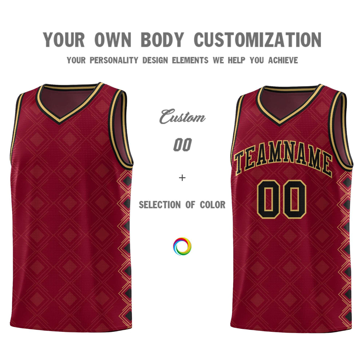 Custom Crimson Side Blocks Sports Uniform Basketball Jersey|KXKSHOP