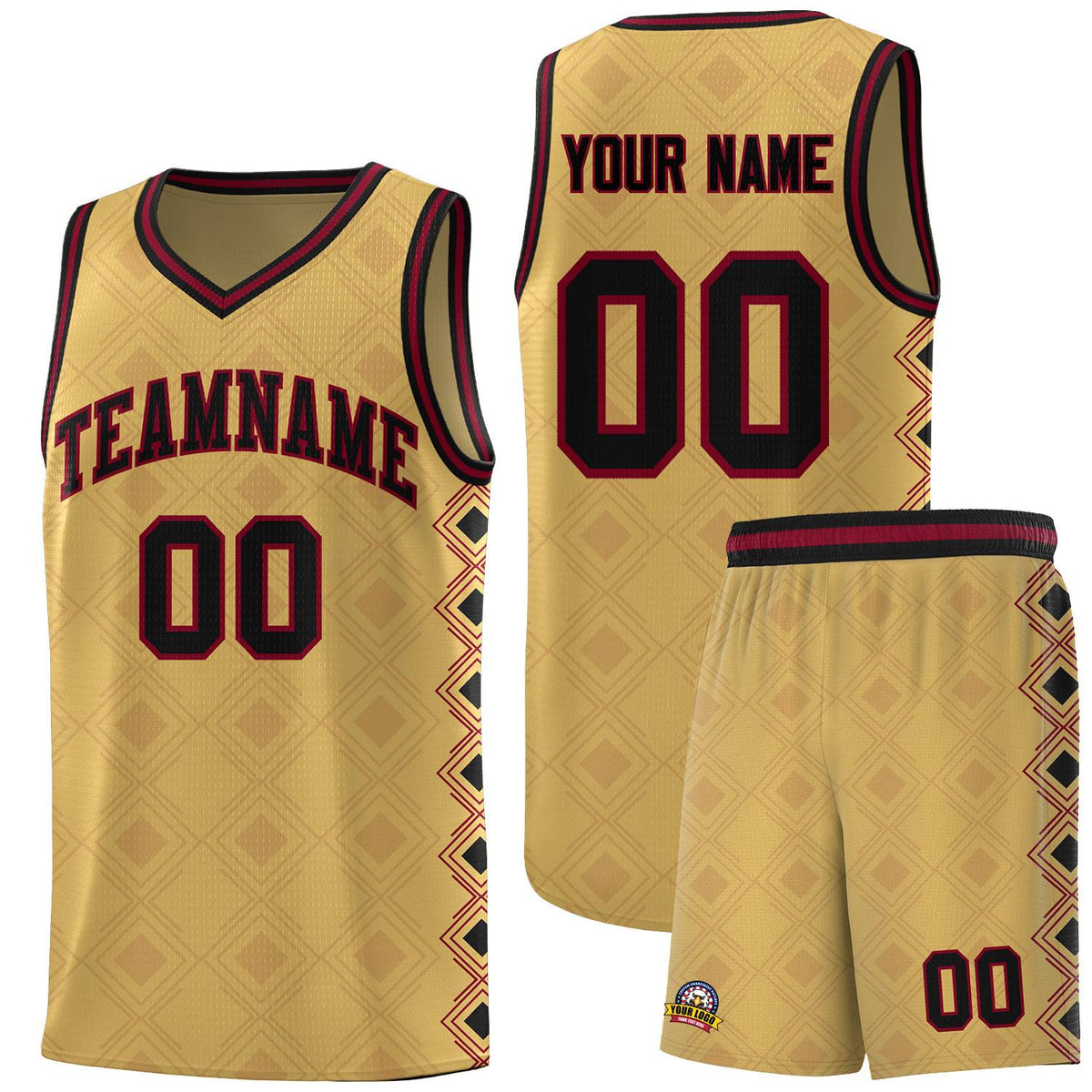 Custom Old Gold Side Blocks Sports Uniform Basketball Jersey|KXKSHOP