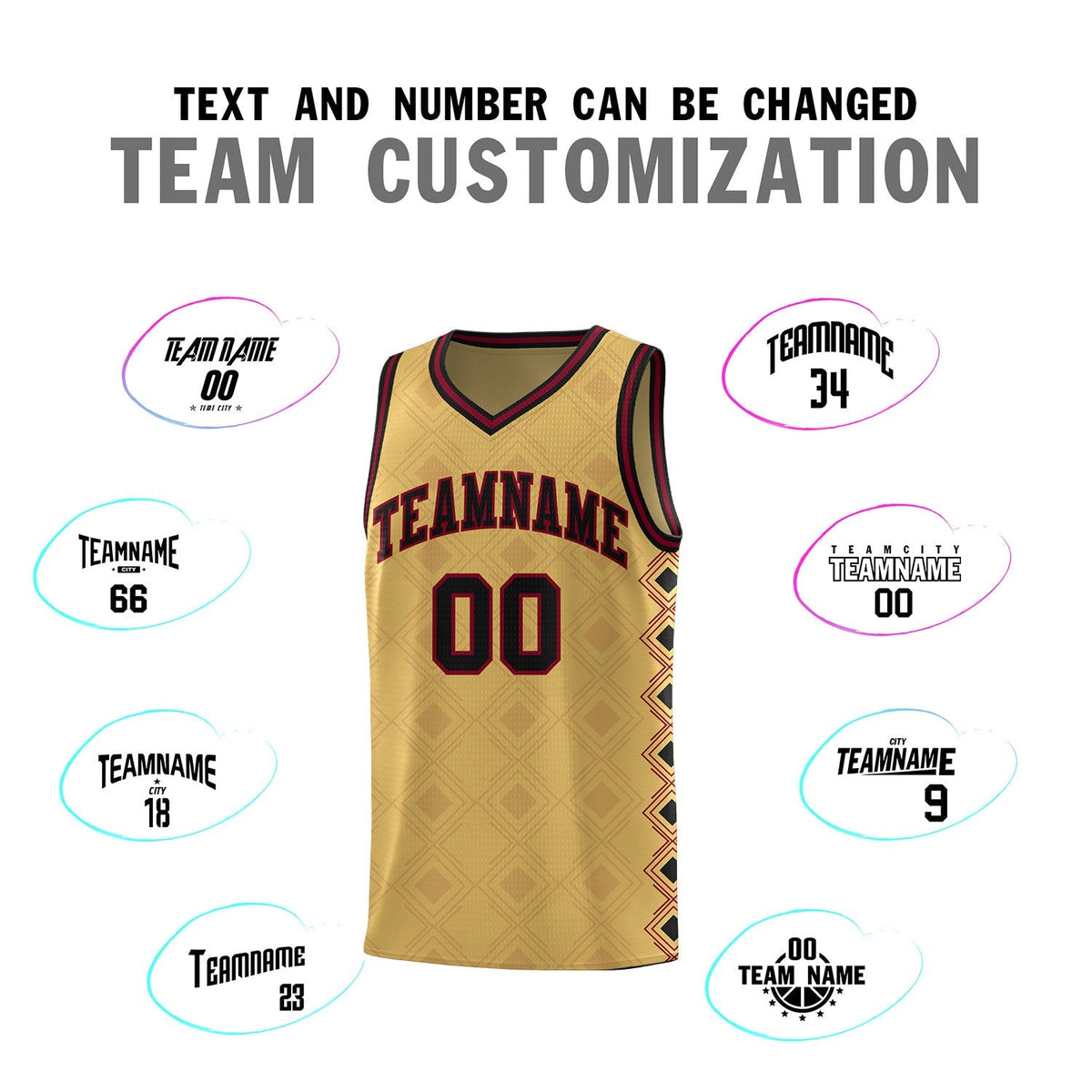 Custom Old Gold Side Blocks Sports Uniform Basketball Jersey|KXKSHOP