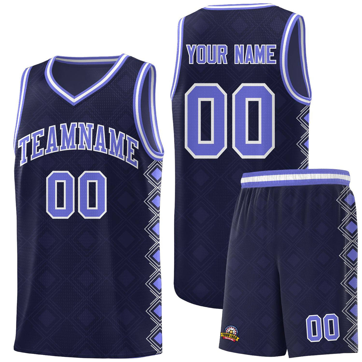 Custom Navy Side Blocks Sports Uniform Basketball Jersey|KXKSHOP