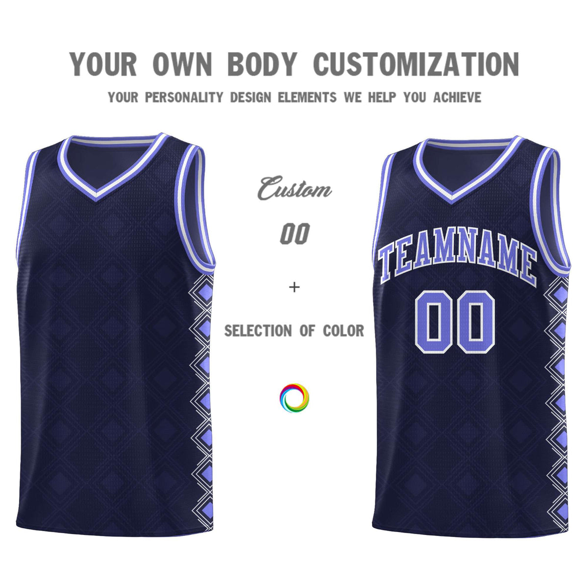 Custom Navy Side Blocks Sports Uniform Basketball Jersey|KXKSHOP