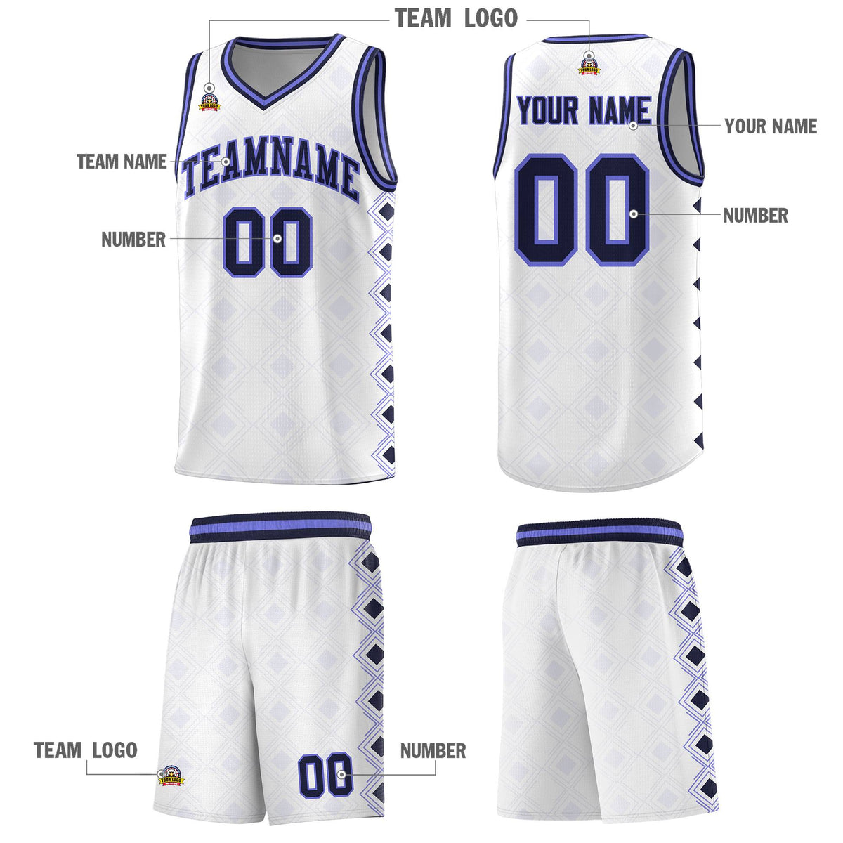 Custom White Side Blocks Sports Uniform Basketball Jersey|KXKSHOP