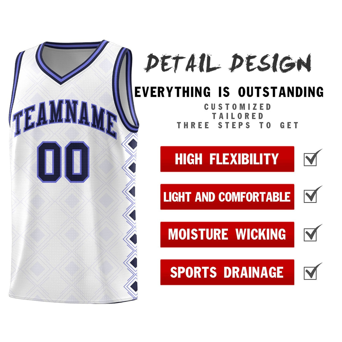 Custom White Side Blocks Sports Uniform Basketball Jersey|KXKSHOP