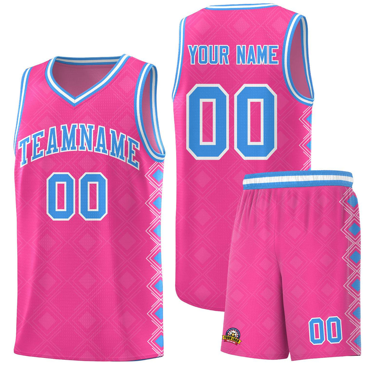 Custom Pink Side Blocks Sports Uniform Basketball Jersey|KXKSHOP