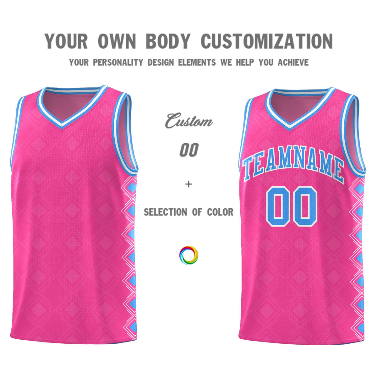 Custom Pink Side Blocks Sports Uniform Basketball Jersey|KXKSHOP