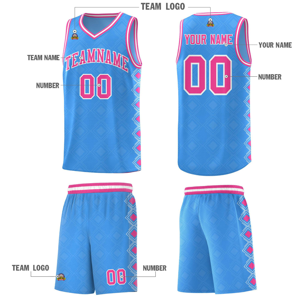 Custom Light Blue Side Blocks Sports Uniform Basketball Jersey|KXKSHOP