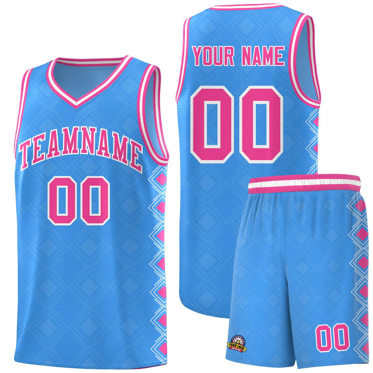 Custom Light Blue Side Blocks Sports Uniform Basketball Jersey|KXKSHOP