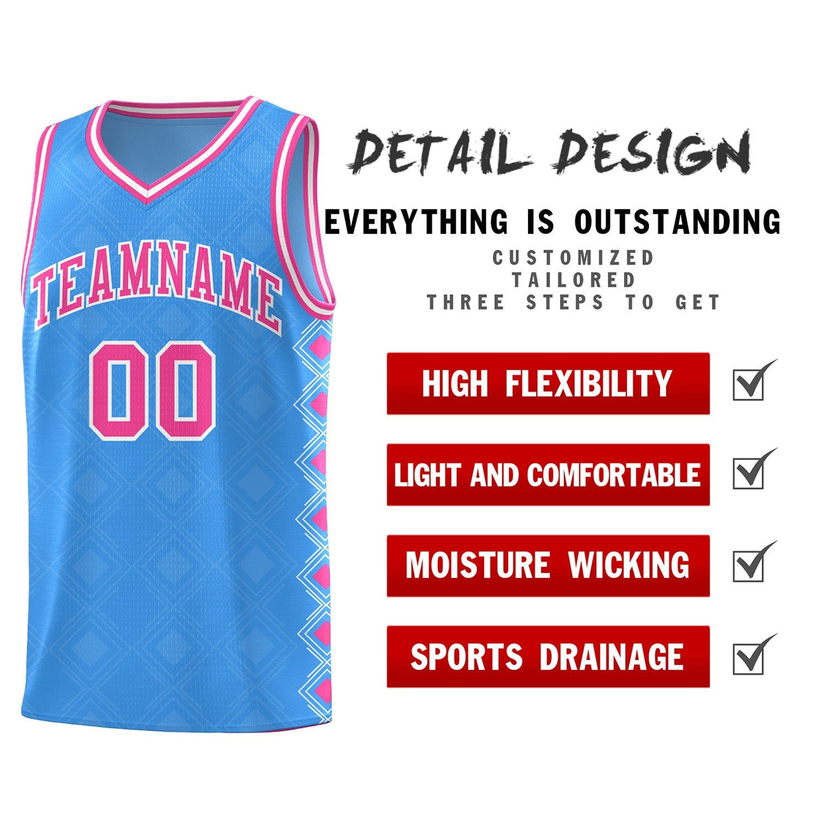 Custom Light Blue Side Blocks Sports Uniform Basketball Jersey|KXKSHOP