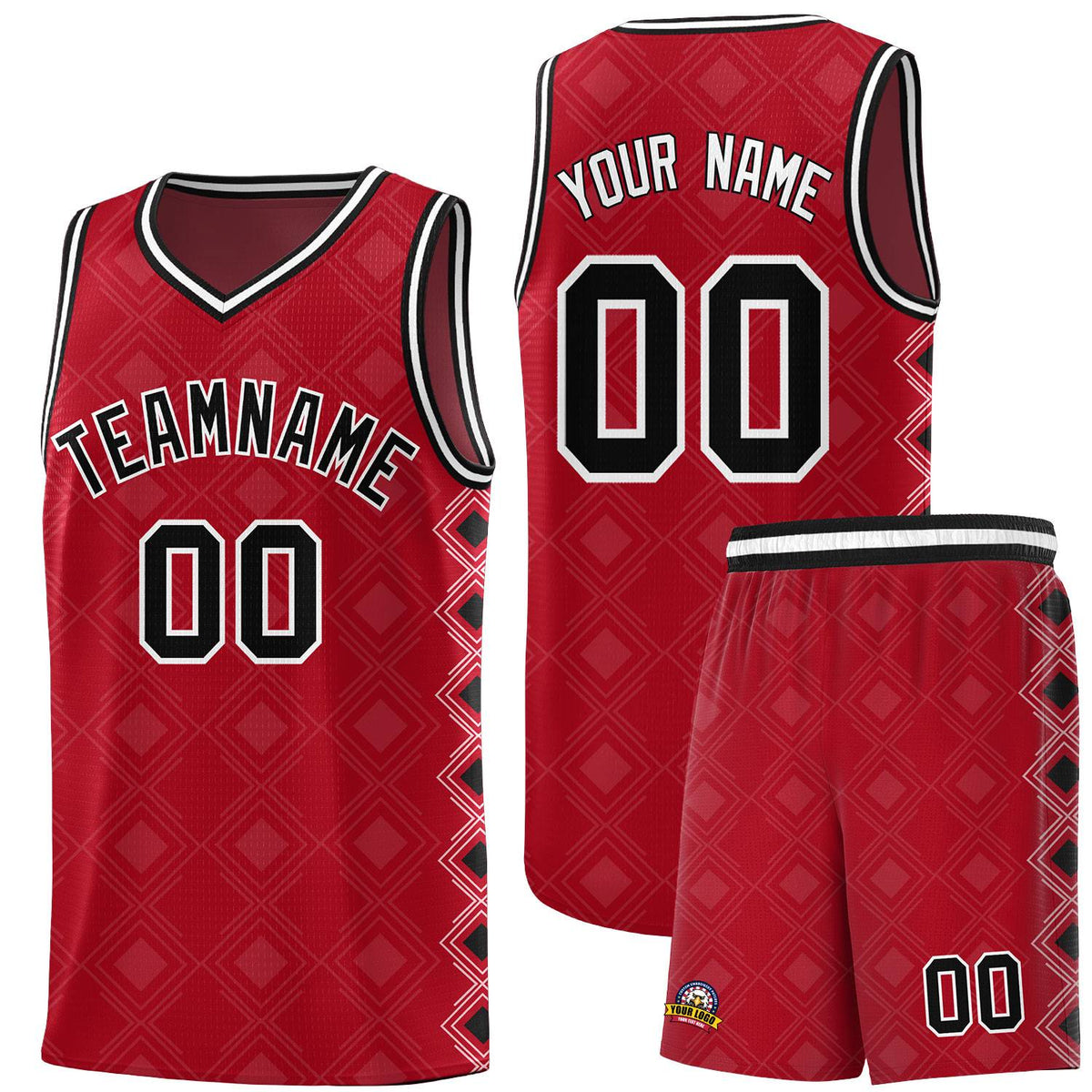 Custom Red Side Blocks Sports Uniform Basketball Jersey|KXKSHOP