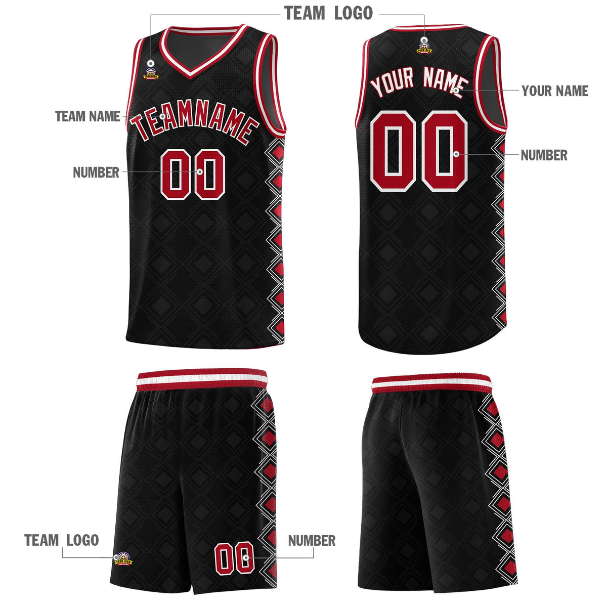 Custom Black Side Blocks Sports Uniform Basketball Jersey|KXKSHOP