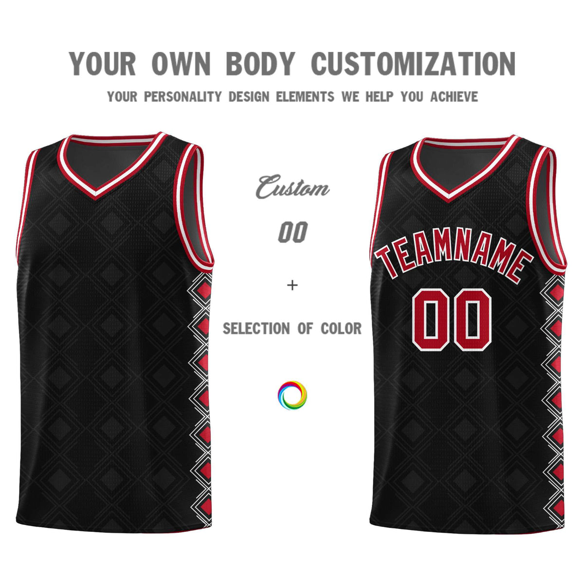 Custom Black Side Blocks Sports Uniform Basketball Jersey|KXKSHOP