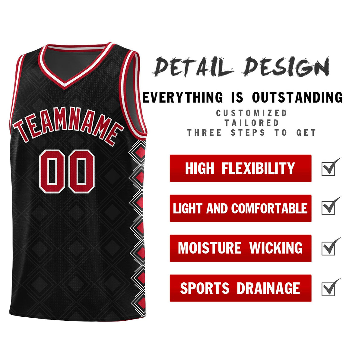 Custom Black Side Blocks Sports Uniform Basketball Jersey|KXKSHOP