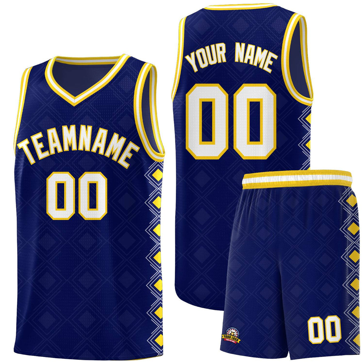 Custom Navy Side Blocks Sports Uniform Basketball Jersey|KXKSHOP