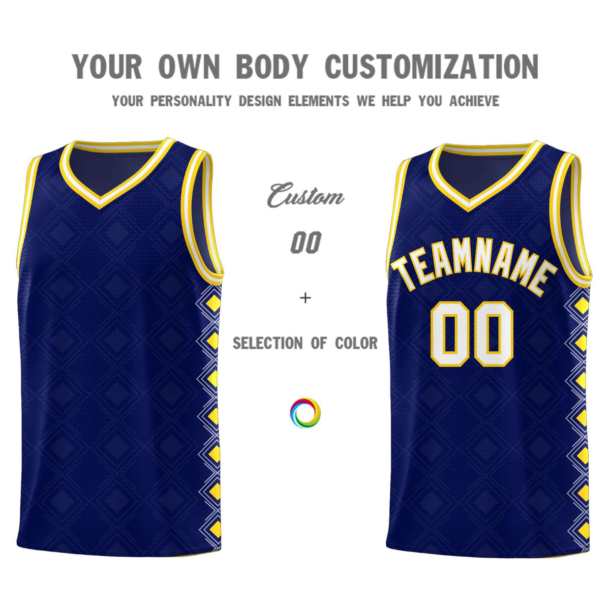 Custom Navy Side Blocks Sports Uniform Basketball Jersey|KXKSHOP