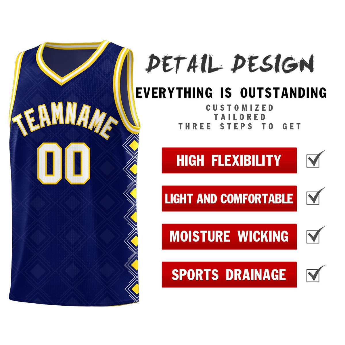 Custom Navy Side Blocks Sports Uniform Basketball Jersey|KXKSHOP