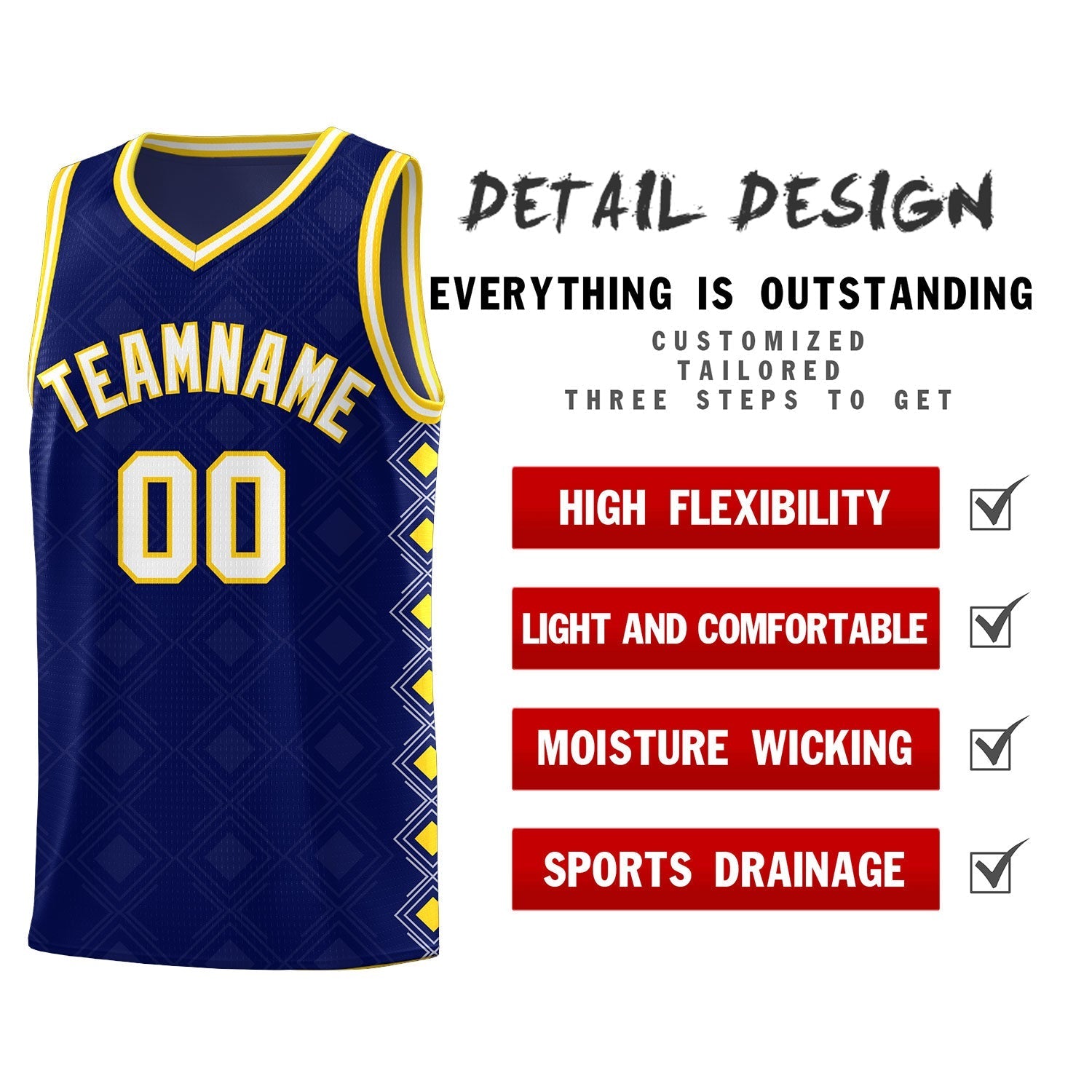 Custom Navy Side Blocks Sports Uniform Basketball Jersey|KXKSHOP