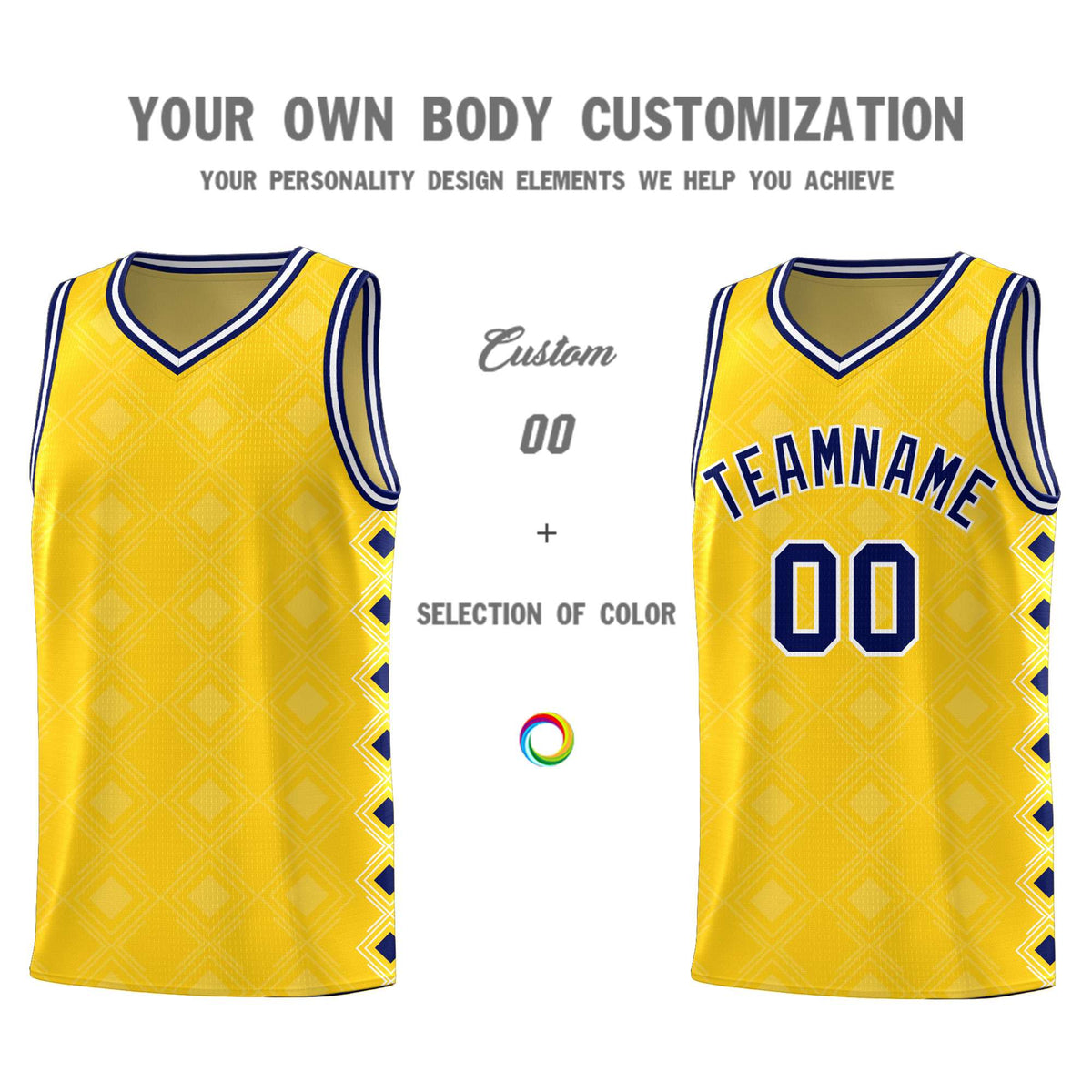 Custom Gold Side Blocks Sports Uniform Basketball Jersey|KXKSHOP