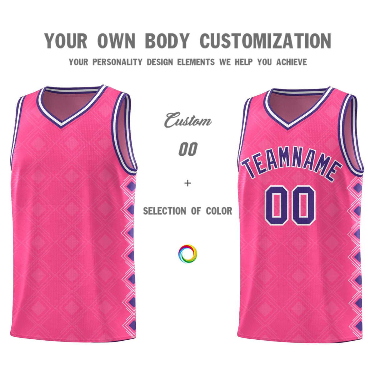 Custom Pink Side Blocks Sports Uniform Basketball Jersey|KXKSHOP