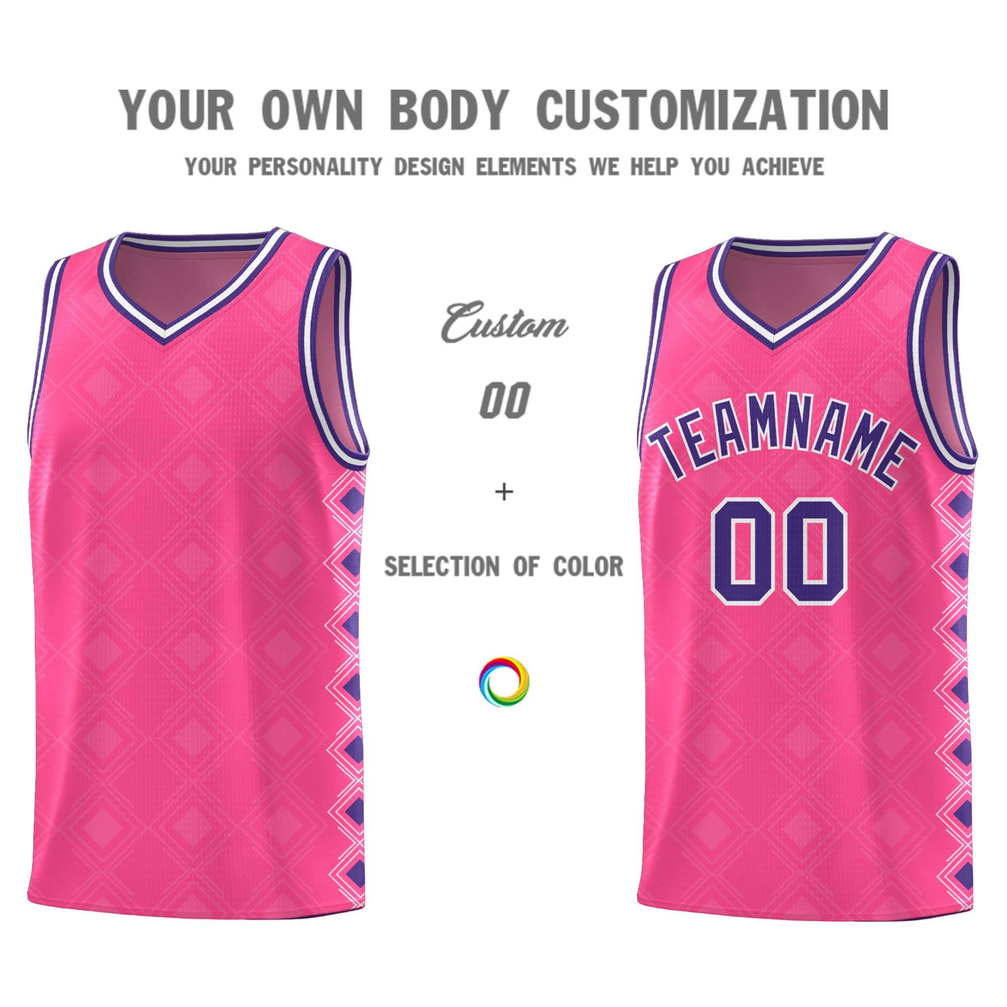 Custom Pink Side Blocks Sports Uniform Basketball Jersey|KXKSHOP
