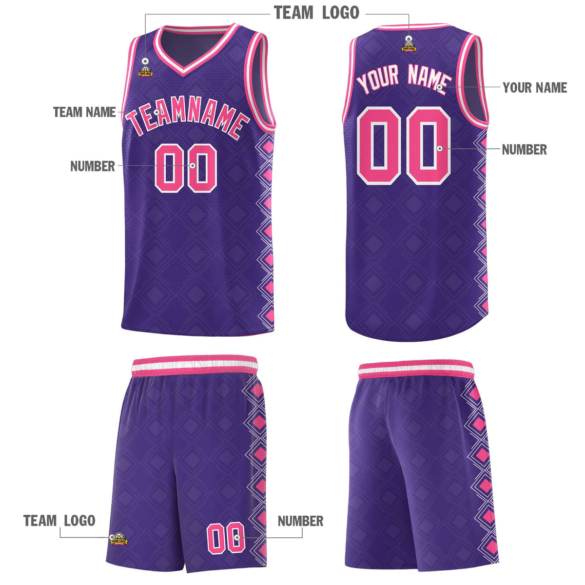 Custom Purple Side Blocks Sports Uniform Basketball Jersey|KXKSHOP