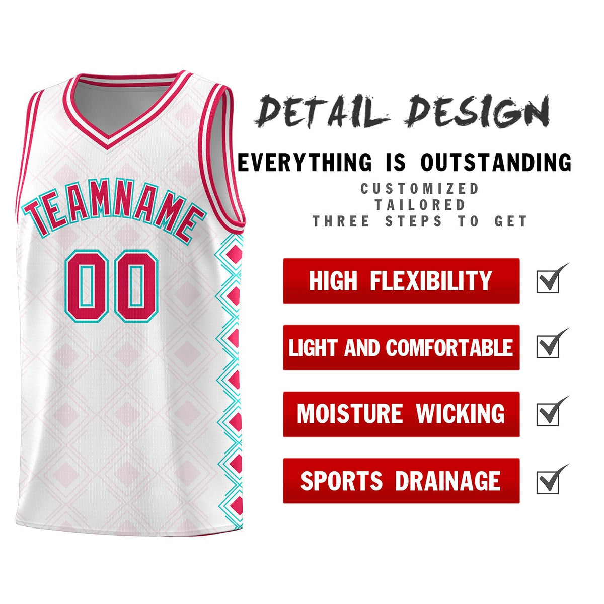 Custom White Side Blocks Sports Uniform Basketball Jersey|KXKSHOP