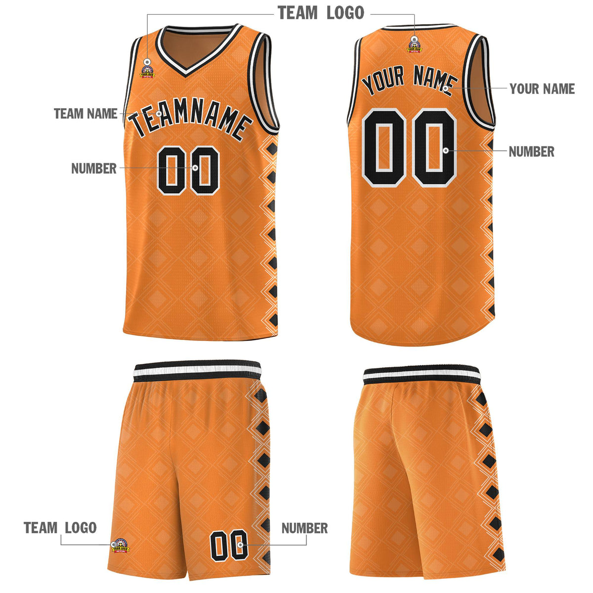 Custom Gold Orange Side Blocks Sports Uniform Basketball Jersey|KXKSHOP