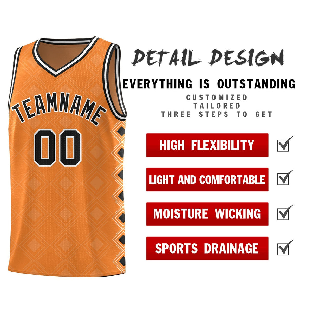 Custom Gold Orange Side Blocks Sports Uniform Basketball Jersey|KXKSHOP