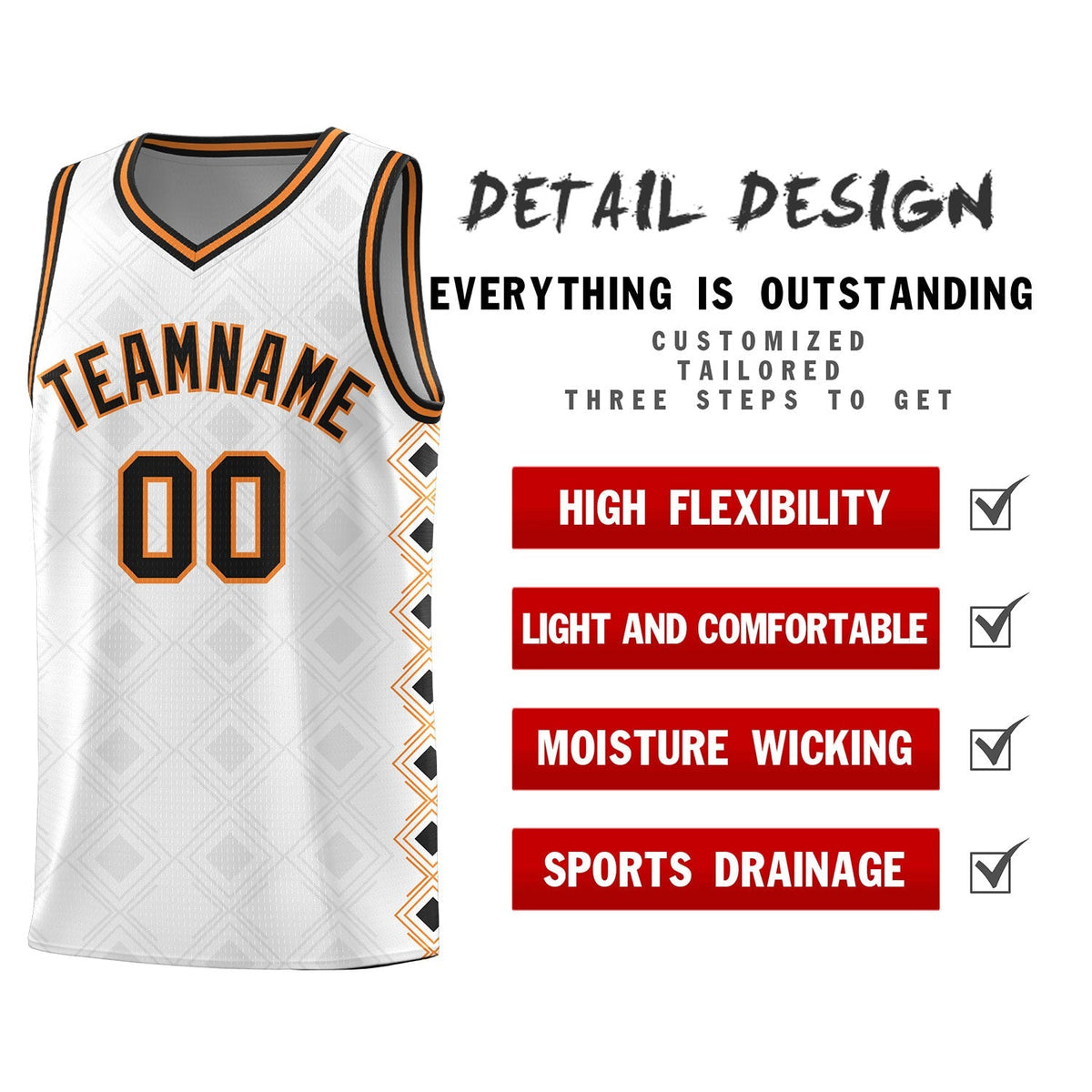 Custom White Side Blocks Sports Uniform Basketball Jersey|KXKSHOP