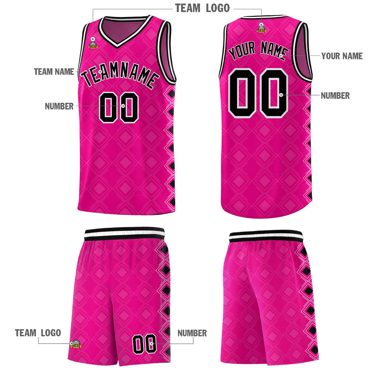 Custom Pink Side Blocks Sports Uniform Basketball Jersey|KXKSHOP