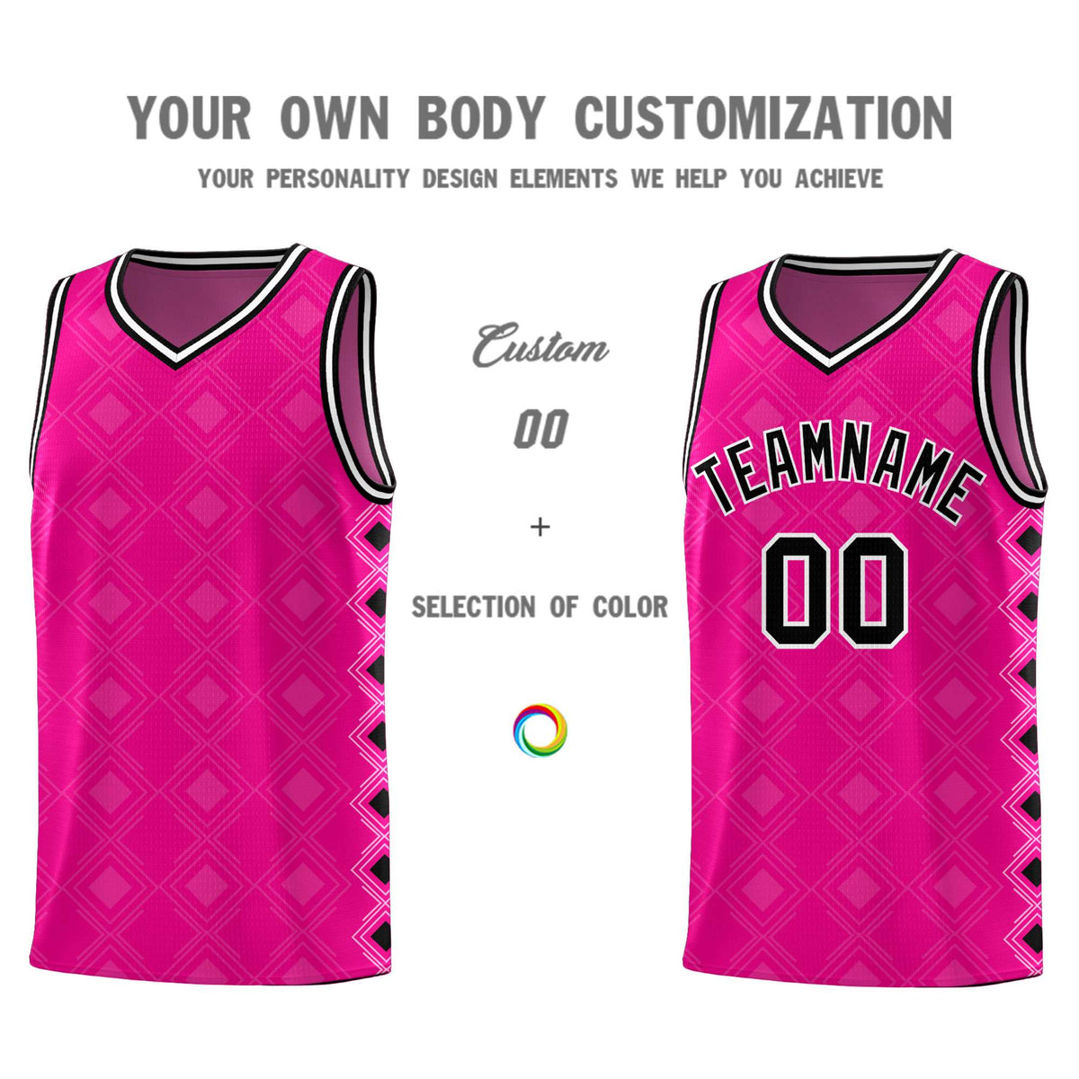 Custom Pink Side Blocks Sports Uniform Basketball Jersey|KXKSHOP