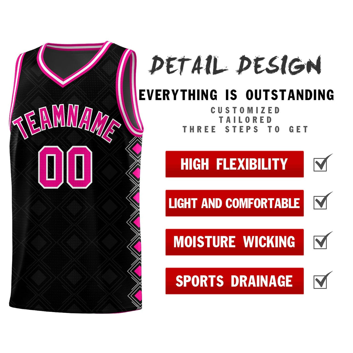 Custom Black Side Blocks Sports Uniform Basketball Jersey|KXKSHOP