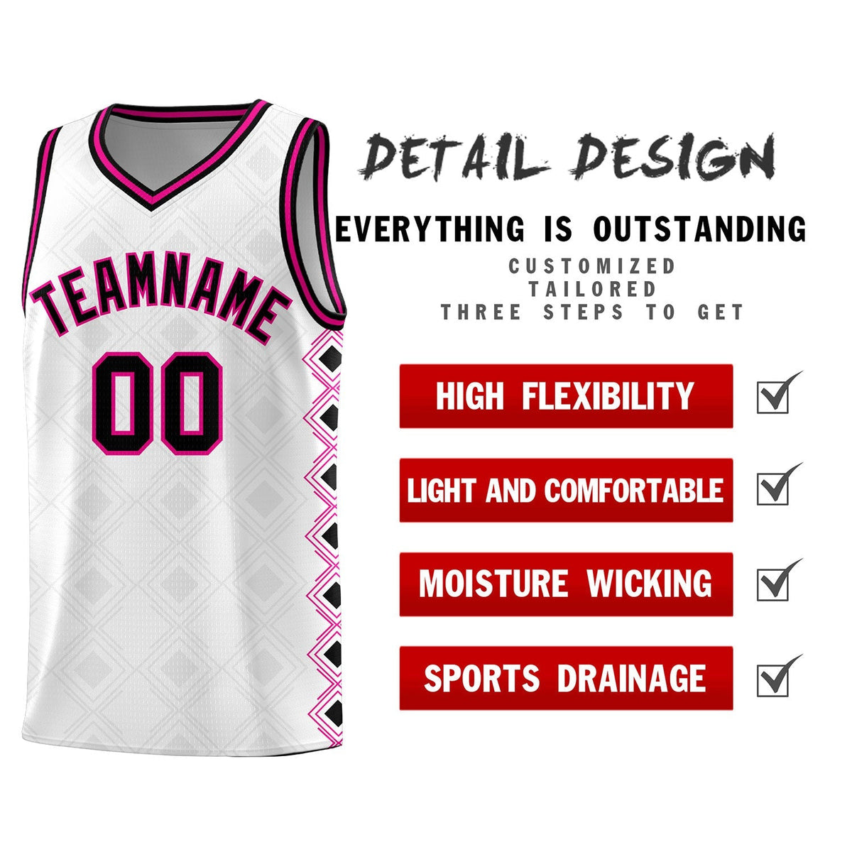 Custom White Side Blocks Sports Uniform Basketball Jersey|KXKSHOP