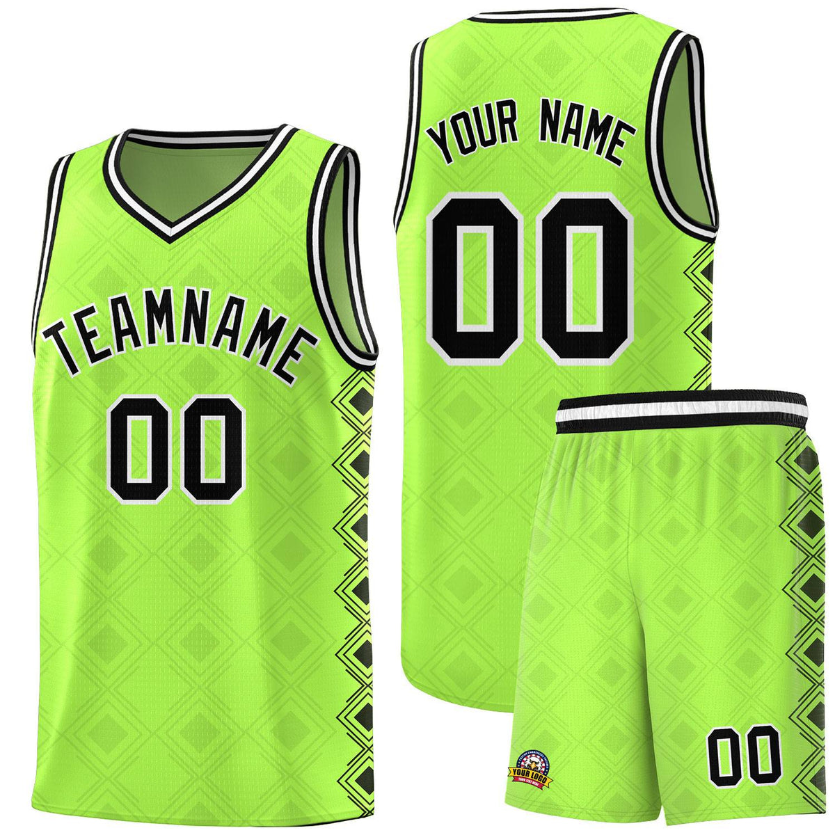 Custom Neon Green Side Blocks Sports Uniform Basketball Jersey|KXKSHOP