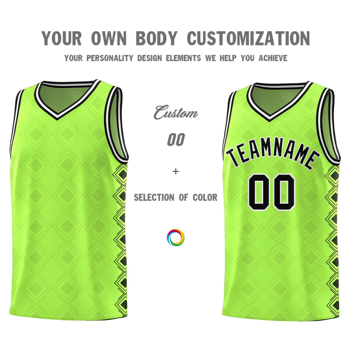 Custom Neon Green Side Blocks Sports Uniform Basketball Jersey|KXKSHOP