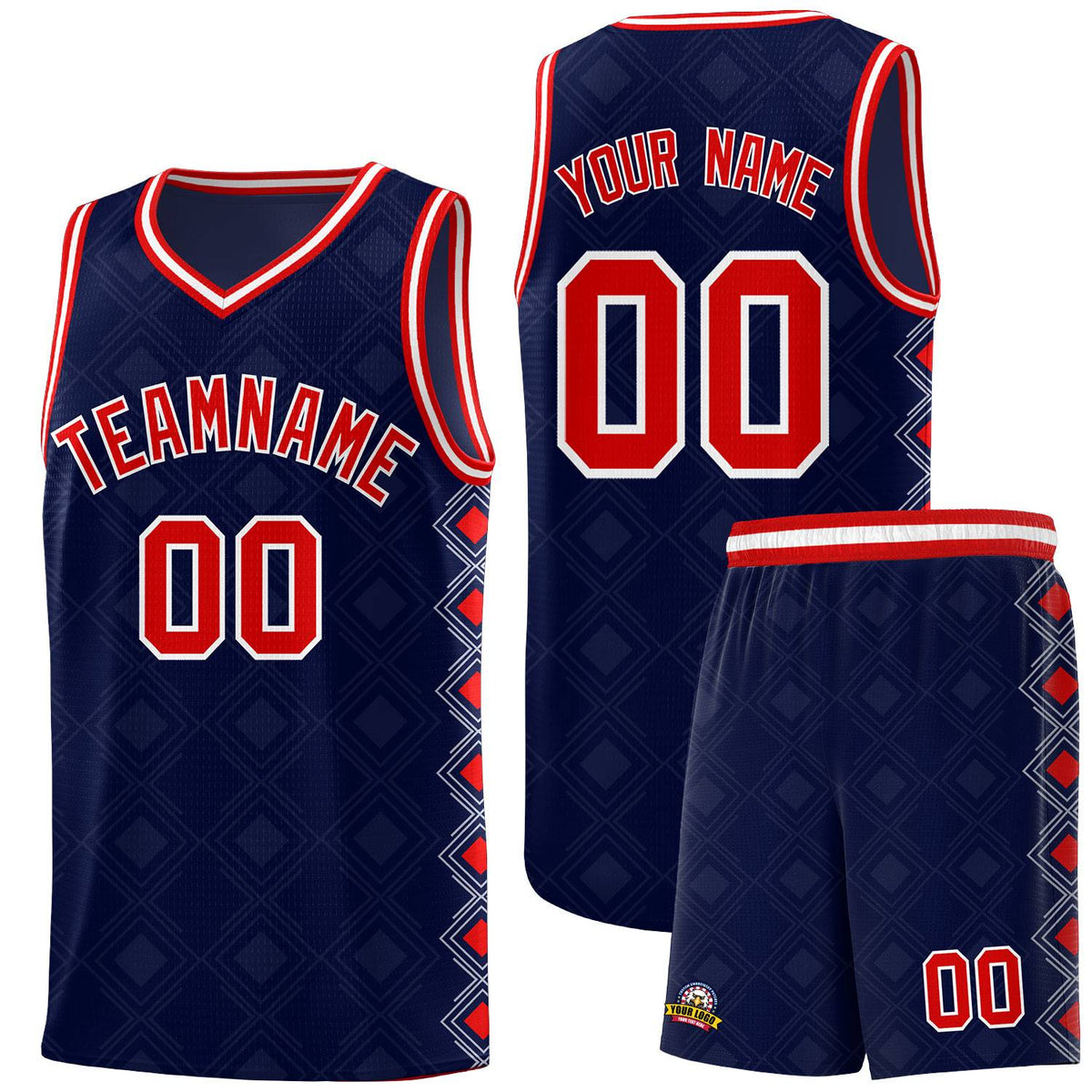 Custom Navy Side Blocks Sports Uniform Basketball Jersey|KXKSHOP