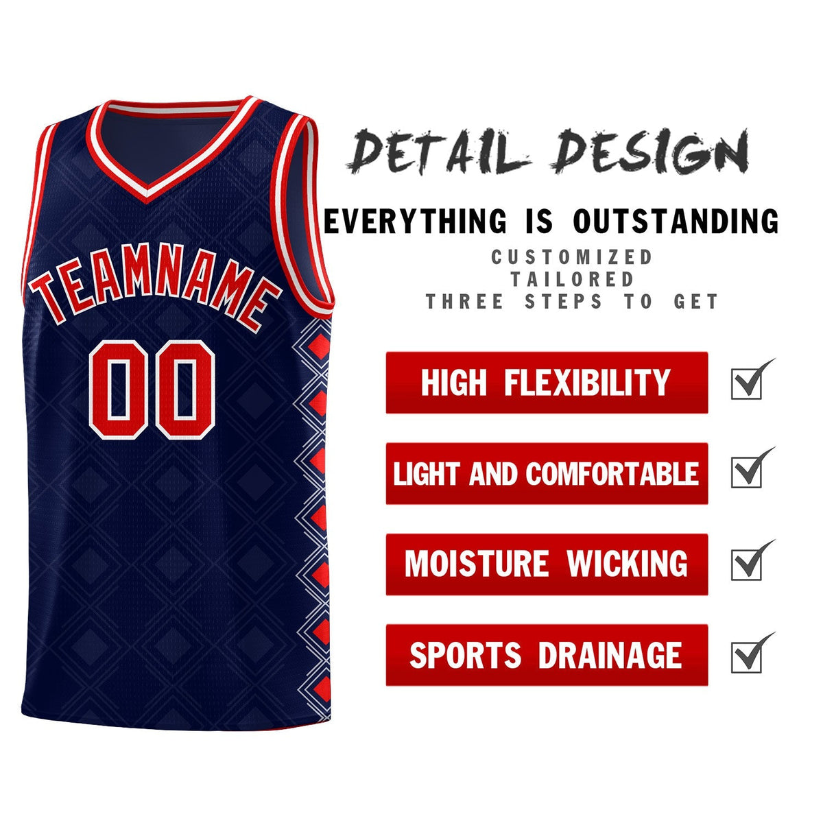 Custom Navy Side Blocks Sports Uniform Basketball Jersey|KXKSHOP