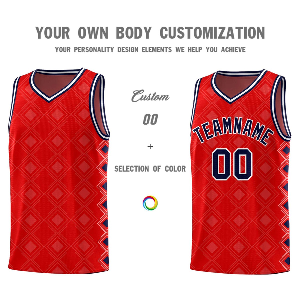 Custom Red Side Blocks Sports Uniform Basketball Jersey|KXKSHOP
