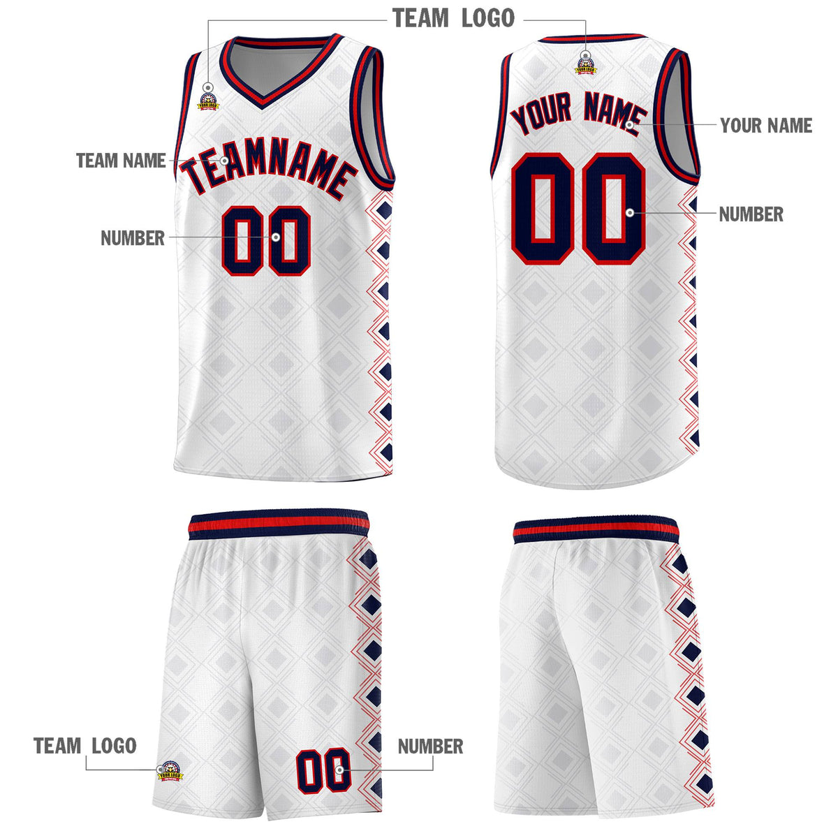 Custom White Side Blocks Sports Uniform Basketball Jersey|KXKSHOP