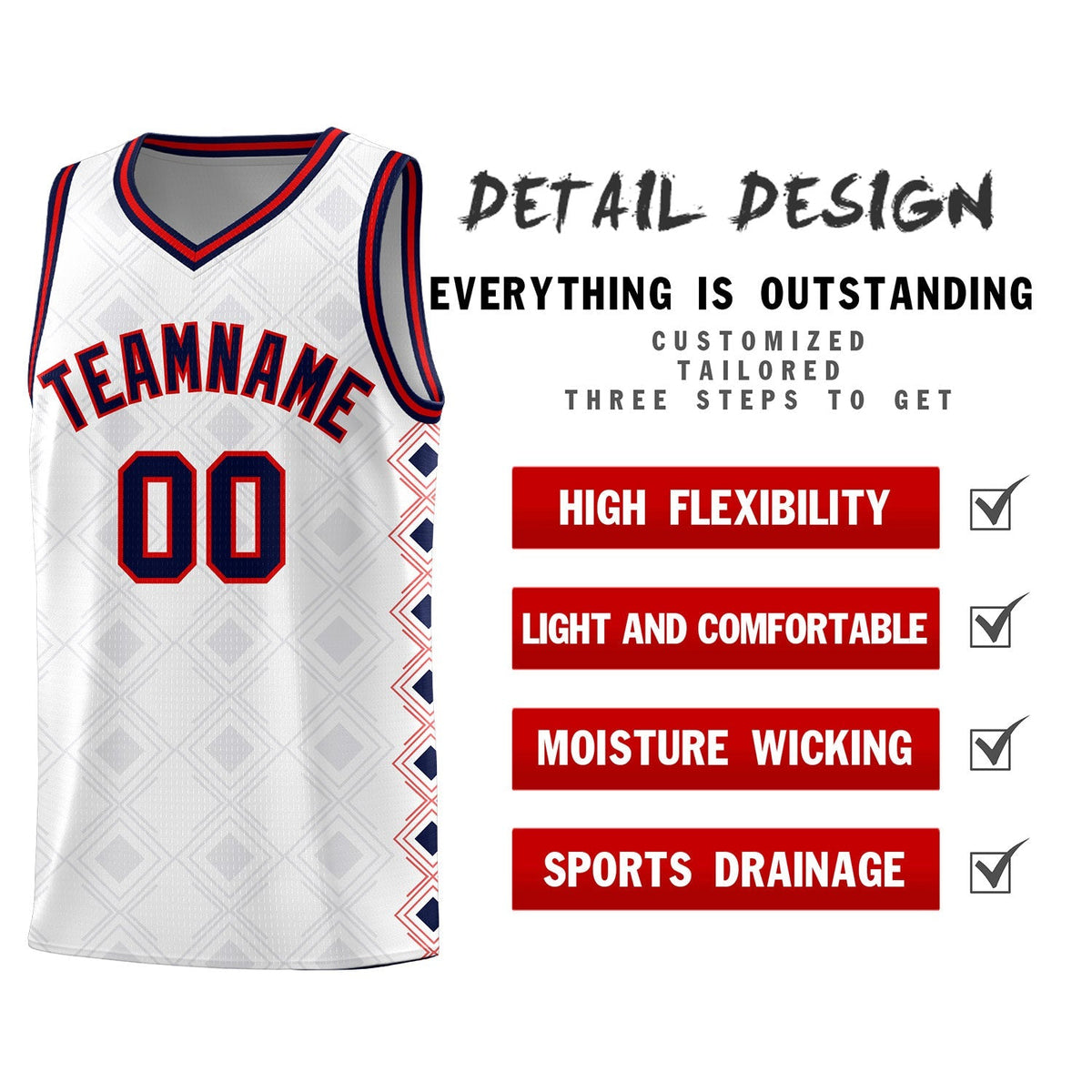 Custom White Side Blocks Sports Uniform Basketball Jersey|KXKSHOP