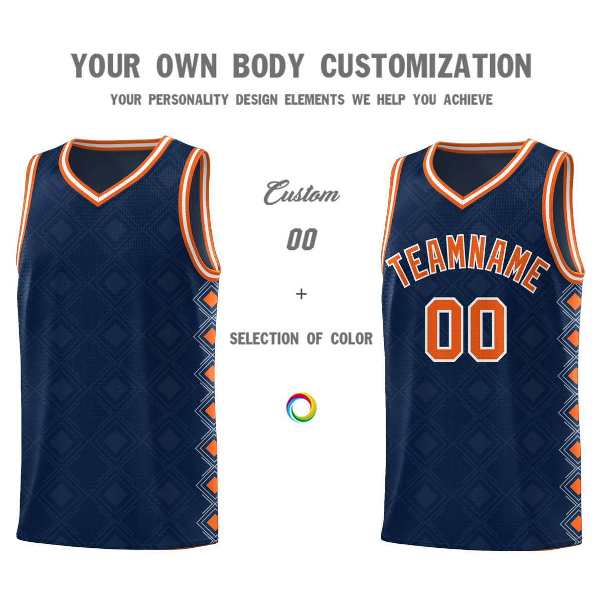 Custom Navy Side Blocks Sports Uniform Basketball Jersey|KXKSHOP