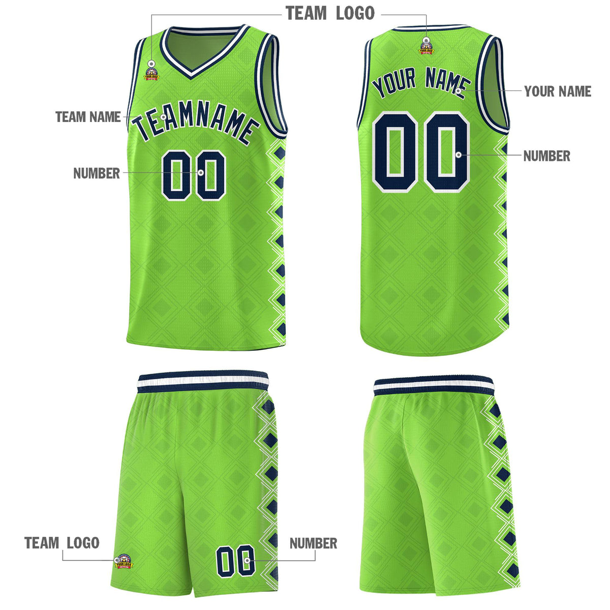 Custom Neon Green Side Blocks Sports Uniform Basketball Jersey|KXKSHOP