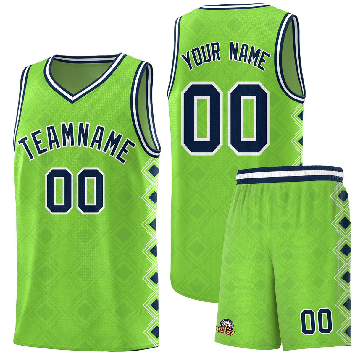 Custom Neon Green Side Blocks Sports Uniform Basketball Jersey|KXKSHOP