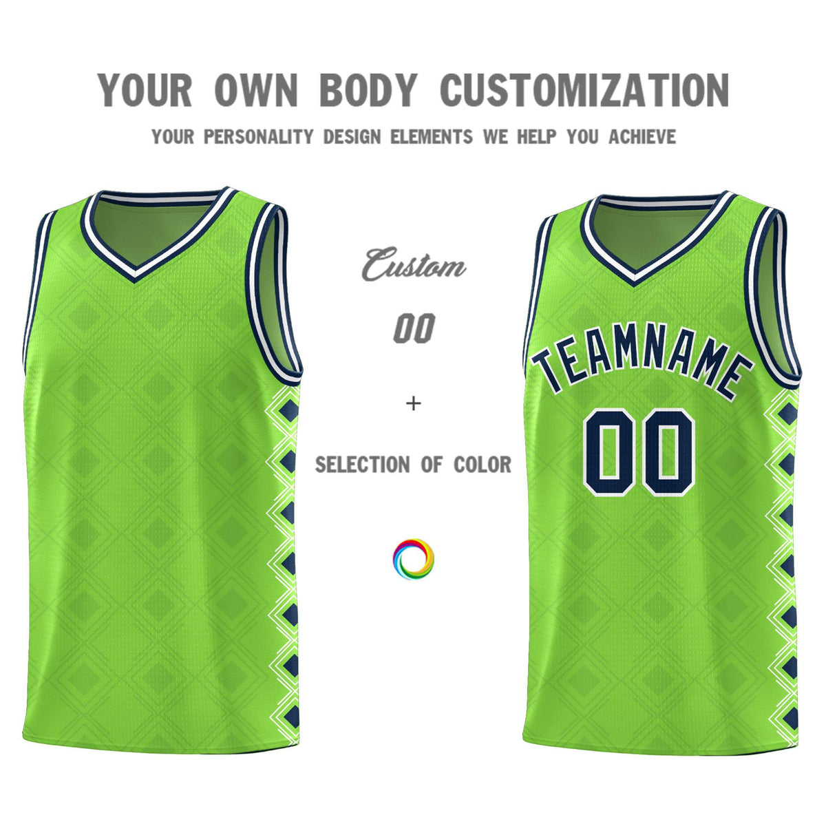 Custom Neon Green Side Blocks Sports Uniform Basketball Jersey|KXKSHOP