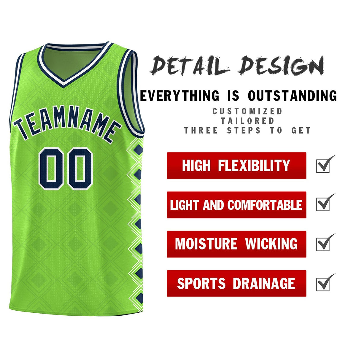 Custom Neon Green Side Blocks Sports Uniform Basketball Jersey|KXKSHOP