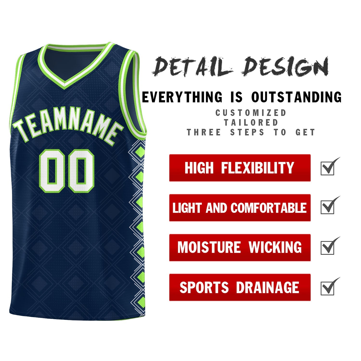 Custom Navy Side Blocks Sports Uniform Basketball Jersey|KXKSHOP